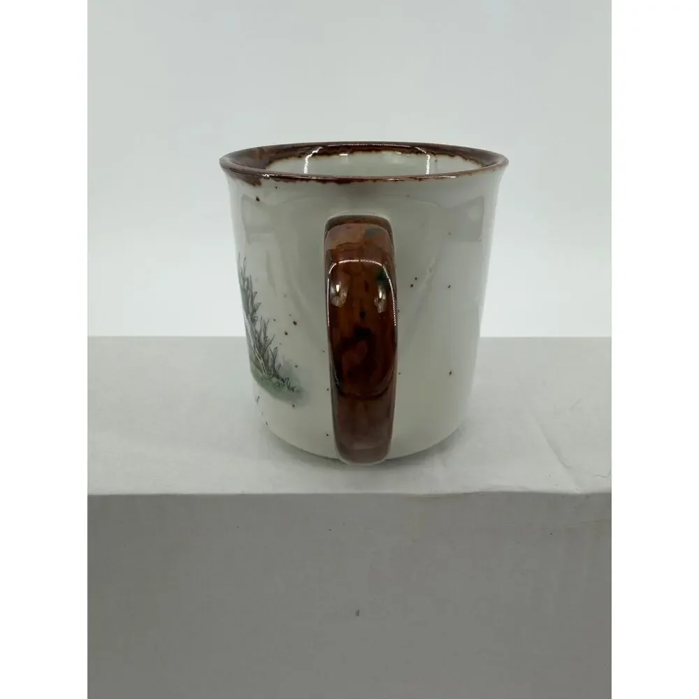 stoneware mug, English Spaniel hunting scene, vintage